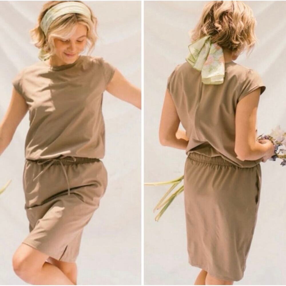 Albion Fit Going Places Dress Tan Size M